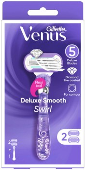 Gillette+Venus+Deluxe+Smooth+Swirl+Handle+%2B+2+Blade+Refills