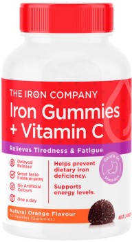 The+Iron+Company+Iron+Gummies+%2B+Vitamin+C+Natural+Orange+Flavour+30+Pastilles