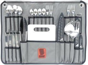 NEW-Rough-Country-Canvas-Cutlery-Roll-24-Piece-Stainless-Steel on sale