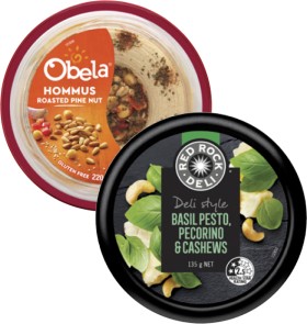 Obela+Garnished+Hommus+Dip+220g+or+Red+Rock+Deli+Dip+135g