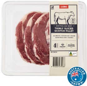 Coles+Australian+No+Added+Hormones+Beef+Scotch+Fillet+Thin+Sliced+Steak+400g