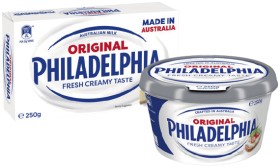 Philadelphia+Fresh+Creamy+Cheese+Spread+Tub+or+Block+250g+Selected+Varieties