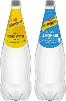 Schweppes+Mixers%2C+Soft+Drink+or+Natural+Mineral+Water+1.1+Litre+Selected+Varieties