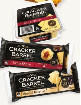 Cracker+Barrel+The+Vintage+Cheddar+Cheese+Block+250g+or+Slices+12+Pack+Selected+Varieties