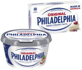 Philadelphia+Cream+Cheese+Block+or+Spreadable+Tub+250g+Selected+Varieties