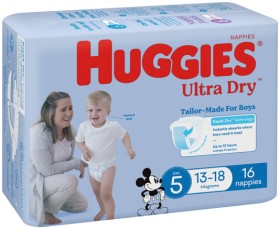 Huggies+Ultra+Dry+14%E2%80%9122+Pack%2C+Infant+24+Pack+or+Newborn+28+Pack+Nappies+Selected+Varieties