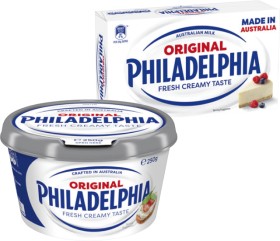 Philadelphia+Cream+Cheese+Block+or+Spreadable+Tub+250g+Selected+Varieties