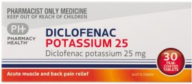 Pharmacy+Health+Diclofenac+Potassium+25mg+30+Tablets