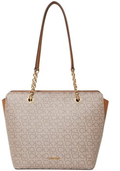 Calvin-Klein-Hailey-Tote-Bag-in-Taupe-Mono on sale