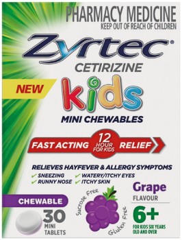 Zyrtec+Kids+Mini+Chewables+6%2B+Years+Grape+Flavour+30+Mini+Tablets