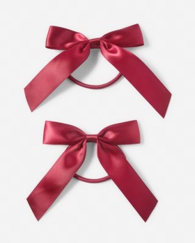 2+Pack+School+Satin+Bow+Elastics+-+Burgundy