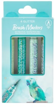 4-Pack-Glitter-Brush-Markers-Green on sale