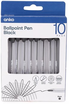 10+Pack+Ballpoint+Pens+-+Black