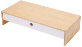 Bamboo+and+Plastic+Monitor+Stand+with+Drawer+-+White