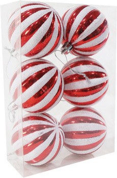 Candycane+Deco+Ribbed+Baubles+6cm+6+Pack