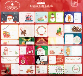 Christmas-Labels-120pk-Glitter on sale