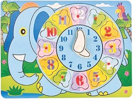 NEW-Wooden-Puzzle-12-Piece-Clock-30x22cm on sale