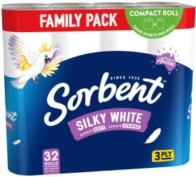 Sorbent+Silky+White+Toilet+Tissue+3+Ply+32+Pack