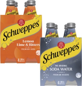 Schweppes-Mixers-Soft-Drink-or-Mineral-Water-4x300mL on sale