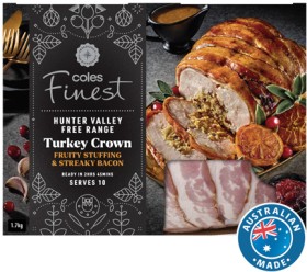 Coles+Finest+Free+Range+RSPCA+Approved+Turkey+Crown+with+Fruity+Stuffing+%26amp%3B+Streaky+Bacon+1.7kg