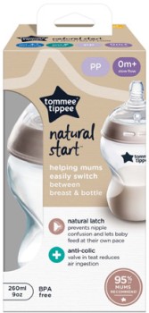 Tommee+Tippee+Natural+Start+Anti-Colic+Baby+Bottle+260mL+0%2B+Months+1+Each