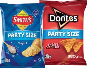 Doritos+Corn+Chips%2C+Smith%26%23039%3Bs+Crinkle+Cut+380g+or+Red+Rock+Deli+Chips+Party+Size+290g+Selected+Varieties