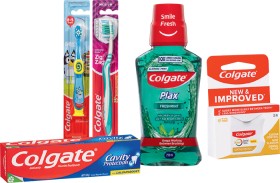 Colgate+Toothpaste+110-120g%2C+Toothbrush+1+Pack%2C+Plax+Mouthwash+250mL+or+Tartar+Control+Dental+Floss+25m+Selected+Varieties