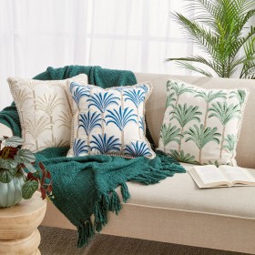 Sanur+Palm+Embroidered+Square+Cushion+by+M.U.S.E.