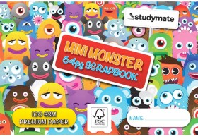 Studymate+64+Page+100gsm+Mini+Monster+Scrapbook