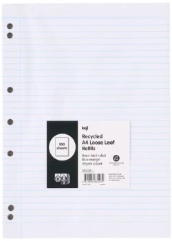 Keji+100+Sheets+A4+55gsm+Loose+Leaf+Refills+-+Recycled