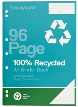 Studymate+A4+70gsm+8mm+Ruled+Binder+Book+96+Page+-+Recycled