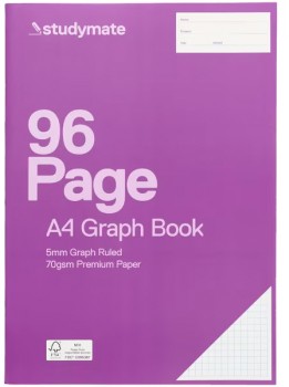 Studymate+A4+96+Page+70gsm+5mm+Graph+Book