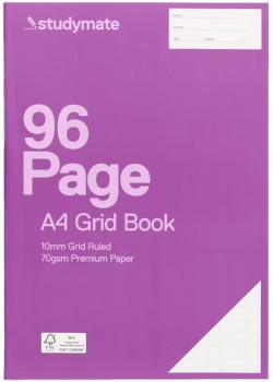 Studymate+A4+96+Page+70gsm+10mm+Grid+Book