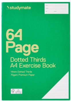 Studymate+A4+64+Page+70gsm+14mm+Dotted+Thirds+Exercise+Book