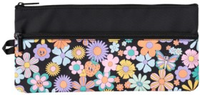 Studymate+Printed+Medium+Twin+Zip+Pencil+Case+-+Flower+Black