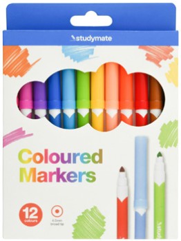 Studymate+12+Pack+Bright+Coloured+Markers