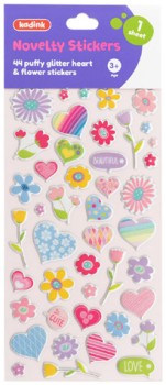 Kadink+Puffy+Stickers+-+Heart+%26amp%3B+Flower+Design