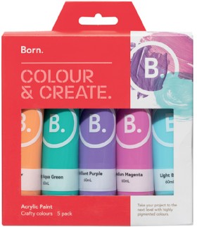 Born+5+Pack+Acrylic+Paint+60mL+-+Crafty+Colours