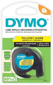 DYMO+LetraTag+Label+-+Plastic+Tape+Black+on+Yellow