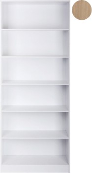 5+Tier+Wide+Bookcase+180x29.5x60cm+White+or+Oak