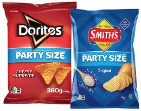 Doritos+Corn+Chips%2C+Smith%26%23039%3Bs+Crinkle+Cut+380g+or+Red+Rock+Deli+Chips+Party+Size+290g+Selected+Varieties