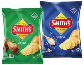 Smith%26%23039%3Bs+Crinkle+Cut+150%E2%80%91170g+or+Double+Crunch+Chips+150g+Selected+Varieties