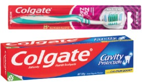 Colgate+Toothpaste+110%E2%80%91120g%2C+Zig+Zag+or+Kids+Toothbrush+1+Pack%2C+Total+Dental+Floss+25m+or+Plax+Mouthwash+250mL+Selected+Varieties