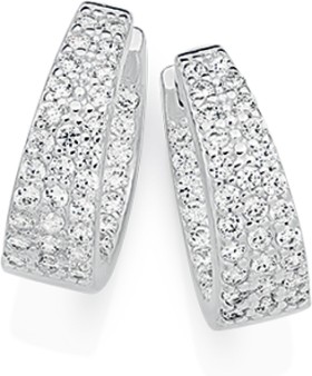 Sterling-Silver-Tapered-Cubic-Zirconia-Hoops on sale