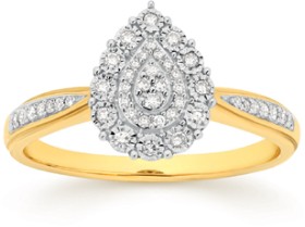 9ct-Two-Tone-Gold-Diamond-Pear-Ring on sale