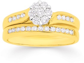 18ct+Gold+Diamond+Bridal+Set