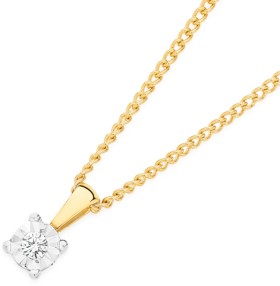 9ct+Gold+Diamond+Solitaire+Pendant