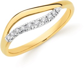 9ct+Gold+Diamond+Open+Wavy+Ring