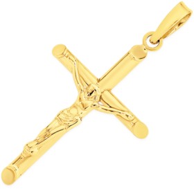 9ct+Gold+26mm+Crucifix+Cross+Pendant