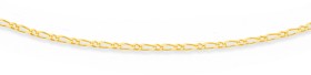 9ct+Gold+50cm+Solid+Figaro+1%2B1+Chain